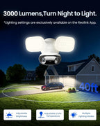REOLINK Elite Floodlight WiFi with Plug-in Power Cable, 4K 8MP 180° Panoramic Floodlight Camera, Adjustable 3000 Lumens Spotlights, AI Video Search, Dual-Band Wi-Fi 6, 24/7 Recording, No Monthly Fees