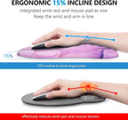Mouse Pad Wrist Support, Laokiiy 2 in1 Keyboard Wrist Rest+ Ergonomic Mouse Pad, Non-Slip Wrist Rest for Computer Keyboard, Made Easy Typing & Relieve Wrist Pain(Amethyst Purple Marble)
