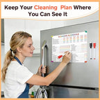 ADHD Cleaning Planner – Reusable Dry-Erase Sleeve Fridge Kit, Removable Coil Pages, Emergency & After-Party Plans, Cleaning Schedule and Checklist, ADHD Planner for Adults Women