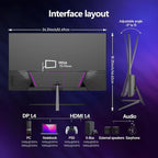 Gawfolk Gaming Monitor 27 inch QHD IPS, PC Screen 120Hz 2K (2560×1440P), Ultra-Thin Zero Frame Computer Display for Home Office Business, DP, HDMI, Wall-Mounted