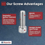 Kozelo 4pcs Socket Head Cap Screws - [M12-1.75 x 35mm] 304 Stainless Steel Allen Socket Drive for Electrical Motor 3D Printing Fan Engine Replacement Use, Silver