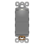 LIDER Minimalist Design Matte Finish Lighted Decorator Switch, Frameless Paddle Light Switch with Locator Light, Grounding Screw, 15A 125V, UL Listed, LS15-1P-GY, Gray