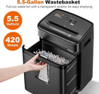 Bonsaii 12 Sheet Paper Shredder for Home Office, Heavy Duty Cross Cut Shredder with 5.5 Gal Pullout Bin, Home Shredder for CDs/Credit Card/Document/Mail, P-4 Security Level