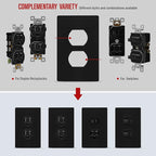 ENERLITES SI8821-BK Duplex Outlet Receptacle Cover, Screwless Wall Plate, Standard Size, 1-Gang 4.68" x 2.93", Unbreakable Polycarbonate Thermoplastic, UL Listed, SI8821-BK-10PCS, Black, 10 Pack