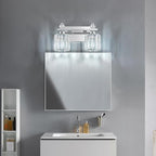 FDPBY Bathroom Vanity Lights 2-Light Chrome Modern Crystal Vanity Light Fixtures Over Mirror Crystal Bathroom Vanity Lighting Fixtures