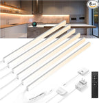 V4light Plug in Under Cabinet Lighting, 6 Pack 12 Inch Ultra-Slim LED Light Bars, Smart App/Voice/Remote Control, Works with Alexa, Dimmable & CCT Adjustable, 5W/Bar, for Kitchen, Closet, Counter