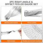 Tokyzexi 2Pcs Stainless Steel Feeler Gauge Set,32 Straight Blades Feeler Gauge&16 Pieces Angled Feeler Gauge Set, Measure Gap and Thickness for Guitar, Spark Plug, Valves Piston Measure Filler Gauge