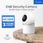 IMILAB C40 4K Indoor Security Camera, Room Camera for Pet/Kid/Baby Monitoring, 5G WiFi 360 View Indoor Cam, Person Pet Track, Color Night Vision, AI Detection, SD/Cloud Storage, No Monthly Fee