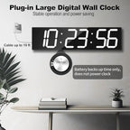 CHKOSDA Digital Wall Clock, Oversize Led Digital Clock with Auto Dimmer, Huge Countdown Timer with Remote Control, 27" Wide Led Display, 6 Digits, Wall Mount, Date and Temperature (White)