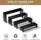 4 Set Large Black Wooden Tiered Riser Display Stands for Vendor Events,Stackable Wooden Cupcake Stand,Farmhouse Decor Wood Dessert Table Display Set,Vendor Booth Display Items,Food Display Risers for Party（12-11.2-10.4-9.6IN）