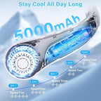 Portable Neck Fan - Rechargeable Personal Fan with Neck Brace, 5 Speeds, All-Around Cooling, Hands-Free Bladeless Lightweight Quiet Neck Fans That Blow Cold Air Gift for Women/Men, Hot Flashes, Travel