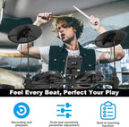 RVONE Electric Drum Set with Kick Hammer Pedal, Electronic Drum Kit for Kids Adult Beginner with 150 Sounds, 10" Cymbals, 4 Quiet Mesh Pads, all-in-one drum set with Throne, Headphones, Sticks