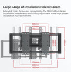 HILLPORT 98 100 110 TV Wall Mount 120 130 inch Full Motion Ultrathin Bracket Large Screen Heavy Duty Swivel Tilt Adjustable Articulating Stand Vesa 1000x600mm Load 330 Lbs DY1100