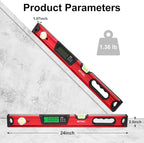 24 inch Digital Magnetic Level, Digital Smart Torpedo Level Tool ElectronicLevel Tool and Protractor - Master Precision - IP54 Dustproof and Waterproof with Carrying Bag