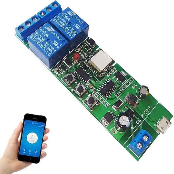 Newgoal Wireless Jog Relay momentary/self-Locking Switch Module DIY Smart Home Remote Control WiFi Relay Switch Ewelink App Compatible with Alexa Echo Google Home IFTTT (DC2)
