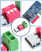 Seloky 4PCS USB-C PD/QC Fast Charge Trigger Module & Decoy Board - Dual-Port Voltage selector (5V/9V/12V/20V Output) Charger Power Delivery Boost Module