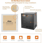 Tecmojo 12U Wall Mount Server Cabinet IT Network Rack Enclosure Lockable Door and Side Panels Black,Cooling Fan,Glass Door,17.7inch Depth,for 19” IT Equipment,A/V Devices