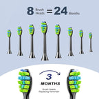 7AM2M Sonic Electric Toothbrush for Adults and Kids, with 8 Brush Heads and Travel Case,5 Modes with 2 Minutes Built in Smart Timer, One Charge Use for 90 Days, Rechargeable Toothbrushes(Black)
