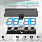 CHKOSDA LED Large Digital Wall Clock, Oversize Wall Clock with 6” Numbers, Remote Control Count up/Countdown Timer Clock, Auto Dimmer, Big Calendar and Thermometer(Ice Blue)