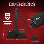 PrimeWare DC-300 Automatic Adjustable Door Closers for Home | Soft Close, No Slam | Residential and Commercial Door Closer | Level 3 | for Doors Weighing 90-140 lbs | Hydraulic Door Spring - Black
