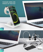3 in 1 Wireless Charging Station, 2026 Upgraded Fast Desk Charger Station for iPhone 17 16 15 14 13 12 Pro Max Plus, Charger Stand for Apple Watch 11 10 9 8 7 6 5 4 3 2 Ultra SE, Airpods 4 3 2 Pro