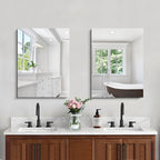 CILIBER Frameless Mirror, 18x24 Mirrors for Wall, Rectangle Bathroom Mirror for Over Sink, 18 inch Vanity Mirror Hangs Horizontally or Vertically for Bathroom, Bedroom and Living Room