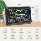 DreamSky Weather Station Indoor Outdoor Thermometer Wireless with Digital Atomic Clock for Home, Large Display with Dimmer, USB Port, Inside Outside Temperature Humidity Monitor (Adapter Powered)