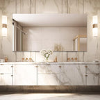 Mirrorons Large Mirror 60" x 28", Modern Rectangle Bathroom Mirror with Frameless Polished Edge, Hangs Horizontally or Vertically. Upgraded Shatterproof Bathroom Mirrors for Wall.