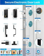 Smart Keyless Entry Door Lock Set w/Front Door Handle, 0.1s Fingerprint Biometric Unlock, APP/Passcodes/Cards Control, Auto Lock Keypad Deadbolt, Easy Install for Entry Bedroom