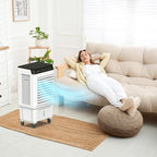 ROVSUN 2300CFM Portable Air Cooler, 7.9Gal/30L Evaporative Swamp Cooler, 3-IN-1 Cooling Fan with Remote Control, 12H Timer & 4 Ice Box, 3 Speeds, Humidifying Oscillating Fan for Indoor or Outdoor
