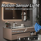 Modern Bathroom Vanity - Spacious Deep Sink | Defogging LED Mirror & Human Body Sensor Light, Open Side Panel, Floating Smart Bathroom Vanities (56IN)