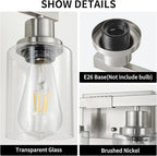 DIKAIDA Bathroom Vanity Light, 6-Light Nickel Modern Matte Wall Sconce Lighting with Clear Glass Shade, Wall Lights,Bath Vintage Wall Mounted Lamps for Mirror Bedroom Living Room