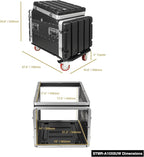 Sound Town Lightweight and Compact 8U ATA ABS Rack Case, with Slant Mixer Top, Casters, 21" Depth, 10U Top and 8U Side Spaces (STMR-A10X8UW)