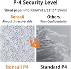 Bonsaii Micro Cut Shredder, Portable with a Convenient Handle, shredding up to 12 Sheets, P-4 Security Level, 60 Min Continuous, CD/Credit Card, Jam-Proof, 4.2 Gal Bin, White/Gray