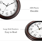 KECYET Wall Clocks Battery Operated Silent Non-Ticking Wall Clock 8.5 Inch Small Vintage Retro Rustic Style Decorative for Kitchen Living Room Home Office (Bronze)