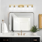 DIKAIDA 6 Light Gold Bathroom Vanity Light,Bathroom Light Fixtures, 38" Modern Brushed Gold Vanity Lighting Fixtures for Bathroom Over Mirror, Gold Sconces Wall Lighting for Bedroom