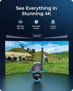 REOLINK 4K 4G LTE Cellular Security Camera, 8MP No WiFi Solar Powered, Pan Tilt 360° with Smart Detection, Color Night Vision, Local Storage, SIM+32GB SD Card Included, Go PT Ultra-Grey+Solar Panel 2