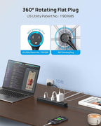 TROND 360° Rotating Plug Surge Protector, Power Strip with USB Ports, 3 USB C and 1 USB A, 1440 Joules, ETL Listed, 1625W, Wall Outlet Extender, 10ft Extension Cord for Home Office Dorm, Black