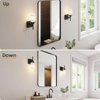 AONEON Wall Light Fixtures Matte Black Bathroom Vanity Lights Over Mirror with White Frosted Glass, Wall Lamps for Hallway Washroom Porch Entrance T001MB-L1