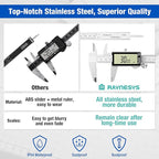 Raynesys Digital Caliper 6 Inch with Large LCD Screen, Inch/MM/Fraction Conversion, 150mm Micrometer Caliper All Stainless Steel Diameter Measuring Tool for Jewelers/Woodworkers/DIY