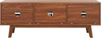 SAFAVIEH ESMA TV Stand for up to 65" Flatscreen – Walnut Brown, Sliding Doors with Interior Storage, Entertainment Media Console (MED9640A)