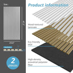 Art3d 2 Wood Slat Acoustic Panels for Wall and Ceiling - 3D Fluted Sound Absorbing Panel with Wood Finish - Silver