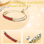 Smart Bracelet for Women, Jewelry Fitness Tracker with 2 Bands, Heart Rate & SPO₂ Monitor, Stress & Sleep Tracking, Step & Calorie Counter, 5ATM Waterproof for iOS & Android, No Subscription, Red