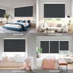 COOLWINDS Motorized Blinds with Remote Cordless Automatic Motorized Shades Custom Blinds for Windows Smart Curtains Compatible with Alexa Google Home(Blackout Jacquard Black,W63 x H72in)