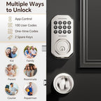 VCHOO Keyless Entry Door Lock Set Smart Locks for Front Keypad Door Lock with Handle Automatic Lock One Time Password Anti Peeping Password IP54, Satin Nickel