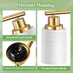 Guliaofo 2-Light Vanity Lights, Brushed Gold Bathroom Light Fixture with Striped Textured Milky White Glass Shade, Modern Vanity Lighting Fixture for Bathroom Wall Light Over Mirror, E26 Wall Sconce