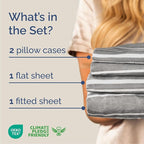 Cal King Size 4 Piece Sheet Set - Comfy Breathable & Cooling Bed Sheets Set - Hotel Luxury Bedding for Women, Men, Kids, Teens, Boys & Girls - Deep Pockets & Wrinkle Free - Oeko-Tex - Grey Stripes 3