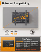 Perlegear Full Motion TV Mount for 26-74 inch TVs, Height Adjustable Pre-Assembled TV Wall Mount with Dual Articulating Arms, Tool-Free Tilt, Swivel, Fits 16” Studs, 99 lbs, Max VESA 400x400mm, PGMF21