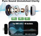 BKIY Wireless Lavalier Microphone for iPhone/Android - Dual Mini Noise Canceling Mic with Charging Case(30H), USB-C/Lightning Clip-on Microphone for Video Recording Streaming Podcast Vlogging(Black)