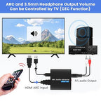 HDMI ARC to Optical Converter, 192KHz ARC to Optical Analog 3.5mm Audio Extractor Adapter HDMI ARC to RCA Audio Converter Splitter for TV to Sound System Speaker Amplifier